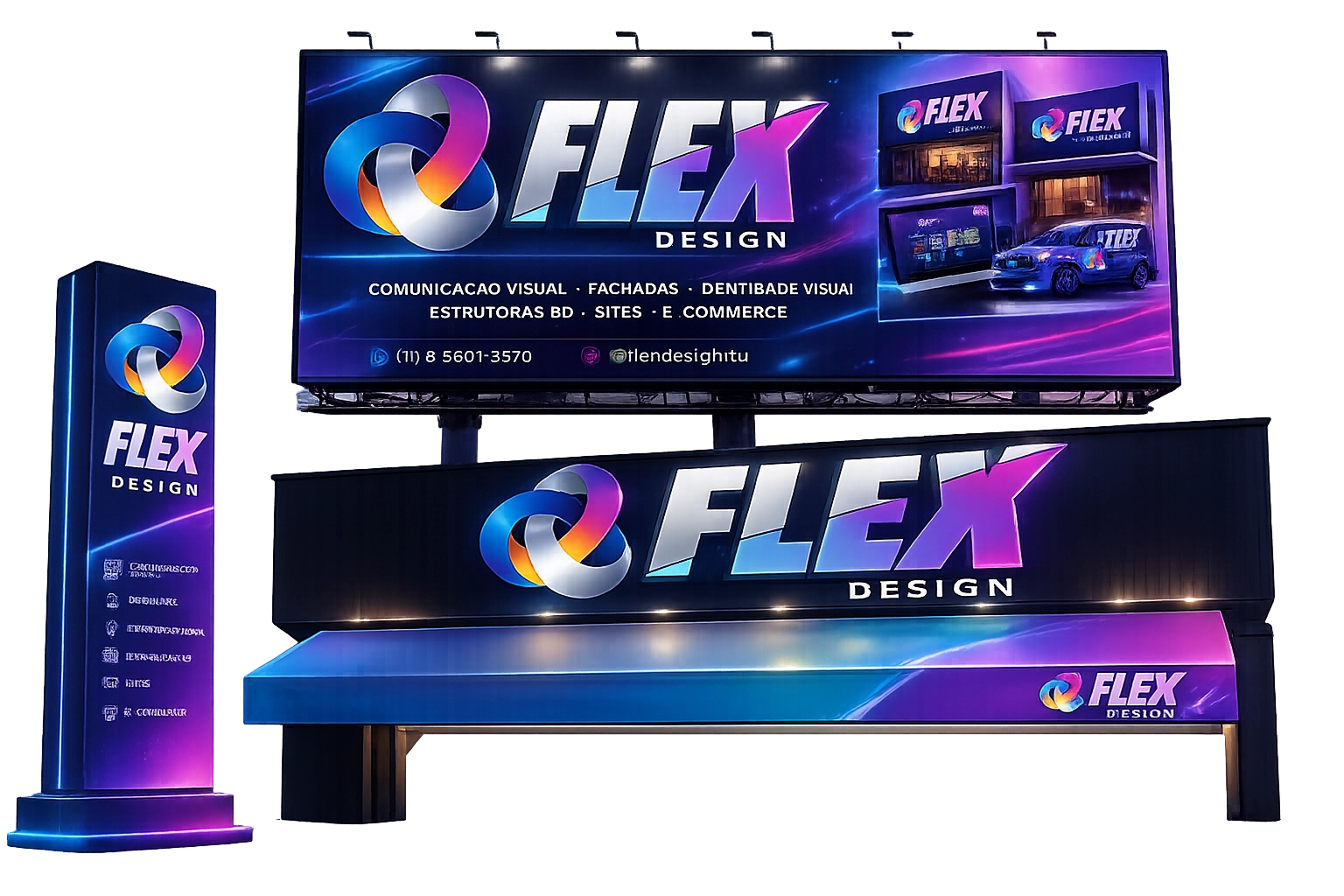 Fachada luminoso outdoor Totem Flexdesignitu